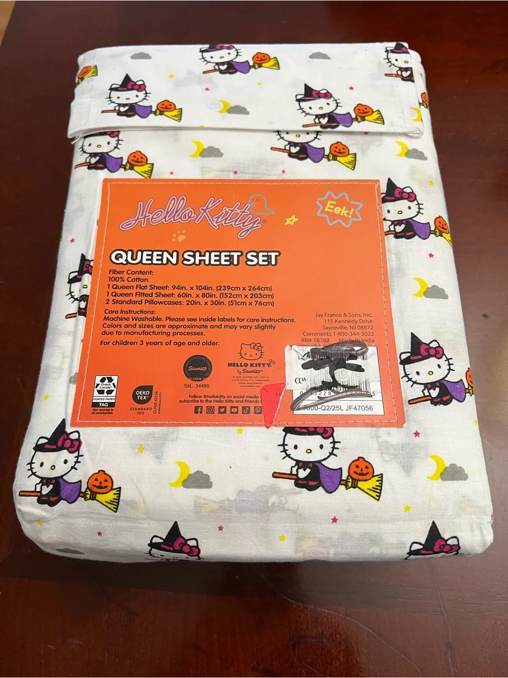 Hello Kitty Halloween Queen Sheet Set - White with Multi-Color Print